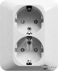 картинка Розетка 2-ная со шторками,2P+E, винтовые клеммы, цвет - белый M-Trend от магазина Электротехника