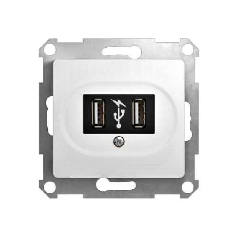 картинка Розетка 2-я USB СУ механизм белый Glossa от магазина Электротехника