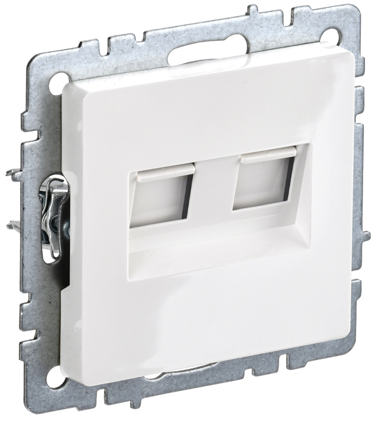 картинка Розетка 2-я RJ11+RJ45 кат.5E СУ механизм белый BRITE от магазина Электротехника