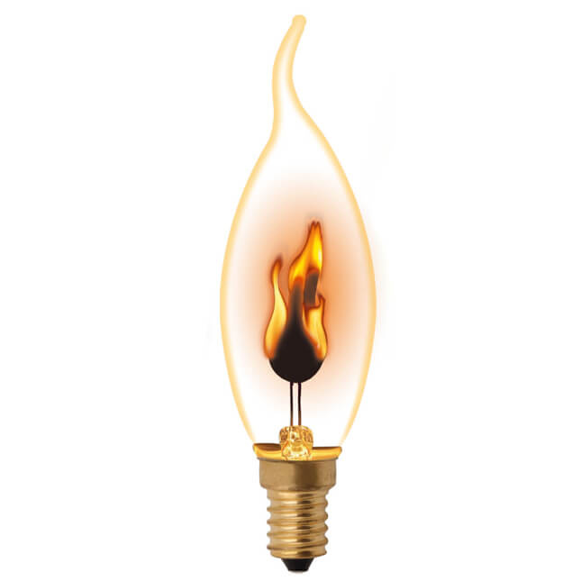 картинка Лампа ЛОН  3Вт IL-N-CW35-3/RED-FLAME/E14/C свеча на ветру "эффект пламени" прозрачная.Uniel от магазина Электротехника