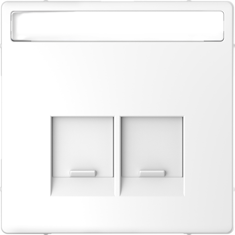 картинка Накладка розетки 2-ой RJ45 со шторками с полем для надписи белый лотос D-Life Merten от магазина Электротехника