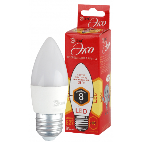 картинка Лампа LED  8Вт E27 (640lm) 4000К "свеча" ЭРА от магазина Электротехника