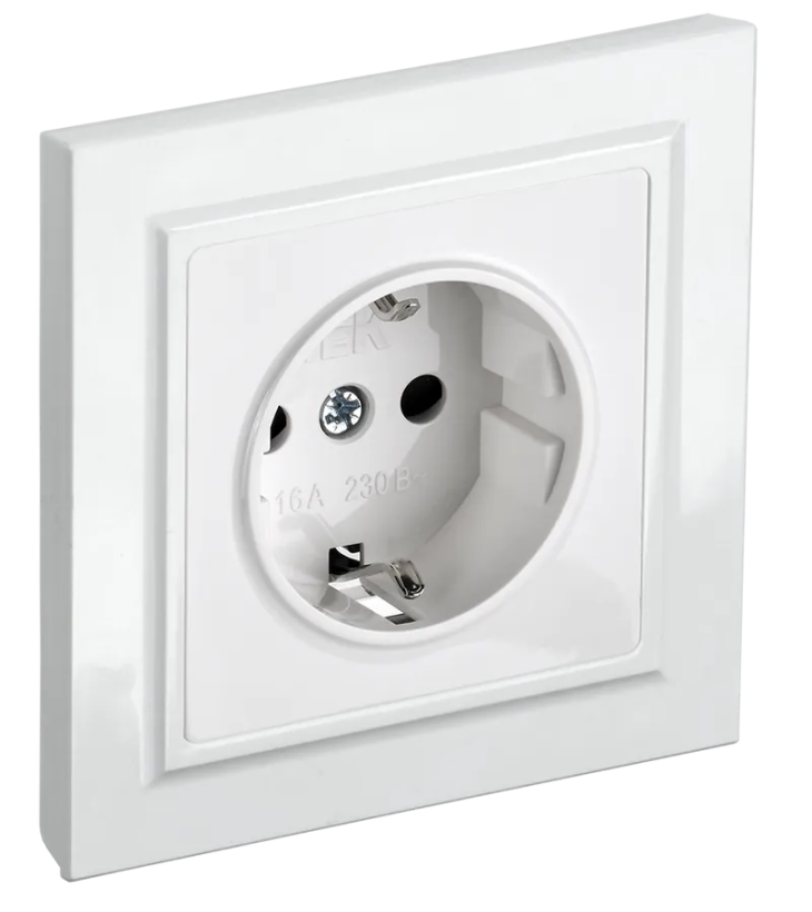 картинка Розетка 1-я 2P+E 16А СУ шторки в сборе белый BRITE от магазина Электротехника