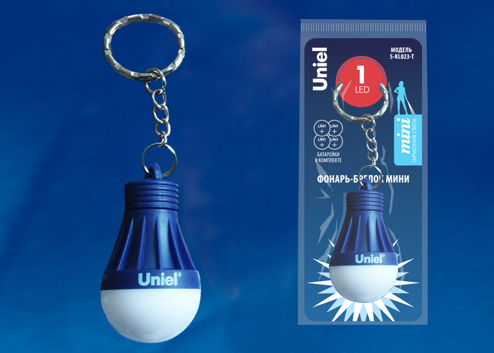 картинка Фонарь-брелок 1xLED 72Лм (4xLR41, в/к) пластик, синий Uniel !!! от магазина Электротехника