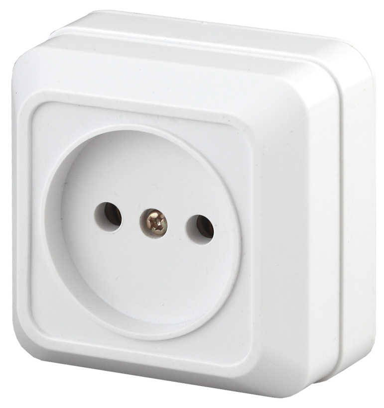 картинка Розетка 1-я 2P О/У  винт. клем. белая Intro Quadro от магазина Электротехника