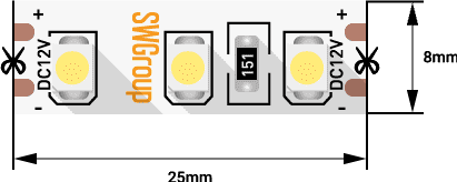 картинка Лента LED 3528  9.6W/m 120Led 12V IP20 синий SWG от магазина Электротехника