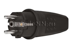 картинка Вилка 2P+E 16A прямая каучук IP44 черная Universal  от магазина Электротехника