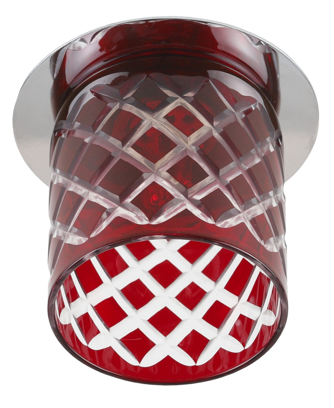картинка Светильник G9 40Вт cтекл.стакан «ромб» хром/красный ЭРА от магазина Электротехника