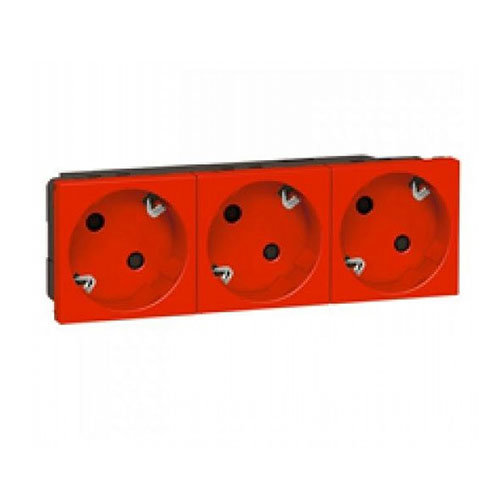 картинка Розетка 6 мод. 3х2P+E блокировка красная 45 град. Mosaic/Legrand от магазина Электротехника