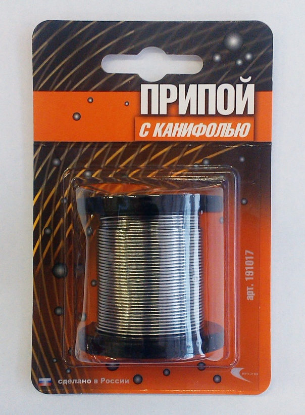 картинка Припой ПОС-61 катушка 1,0мм 100г с канифолью (блистер) от магазина Электротехника