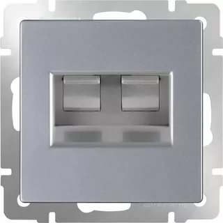 картинка Розетка RJ-11+RG45 телефонная и комп. СУ серебряная Werkel от магазина Электротехника