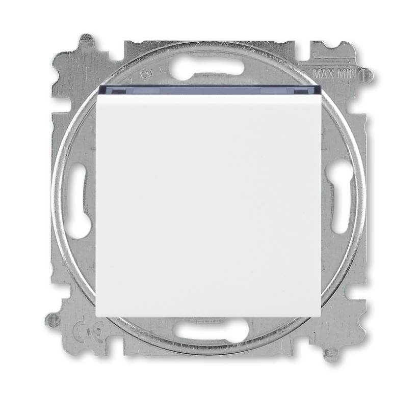 картинка Выключатель 1-кл. кнопочный 10А СУ механизм белый/дымчатый чёрный LEVIT от магазина Электротехника