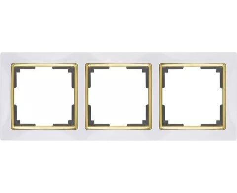 картинка Рамка 3-пост. белая с золотой вставкой Snabb от магазина Электротехника