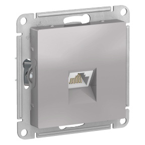 картинка Розетка 1-я RJ45 cat.5e СУ механизм алюминий ATLAS DESIGN от магазина Электротехника