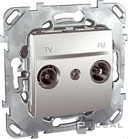 картинка Розетка TV 2-ная одиночная, радио(R)цвет - алюминий  UNICAtop от магазина Электротехника