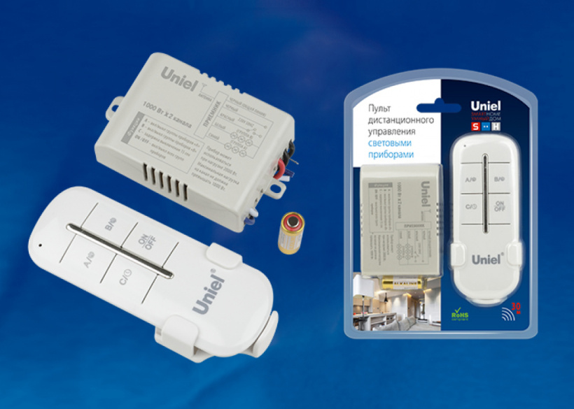 картинка Пульт дист. управления освещением 2х1000Вт 2 канала радиус 30м Uniel от магазина Электротехника