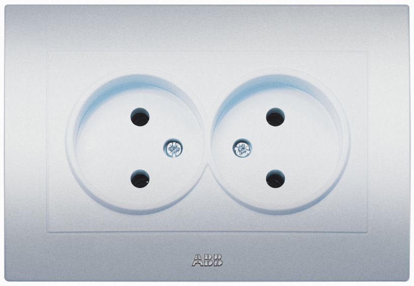 картинка Розетка 2-ая 2Р алюминий(кр упак 12шт) Cosmo от магазина Электротехника