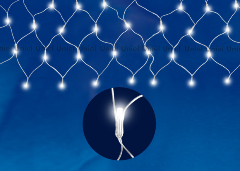 картинка Гирлянда-сетка 240LED 2.5х2м IP20 с контроллером Белая Провод прозрачный Uniel !!! от магазина Электротехника