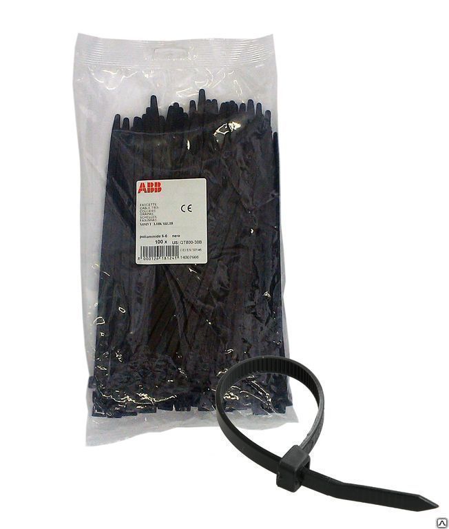 картинка Стяжка кабельная 300х3.6мм натуральная (100шт) SKT300-180-100 ABB от магазина Электротехника