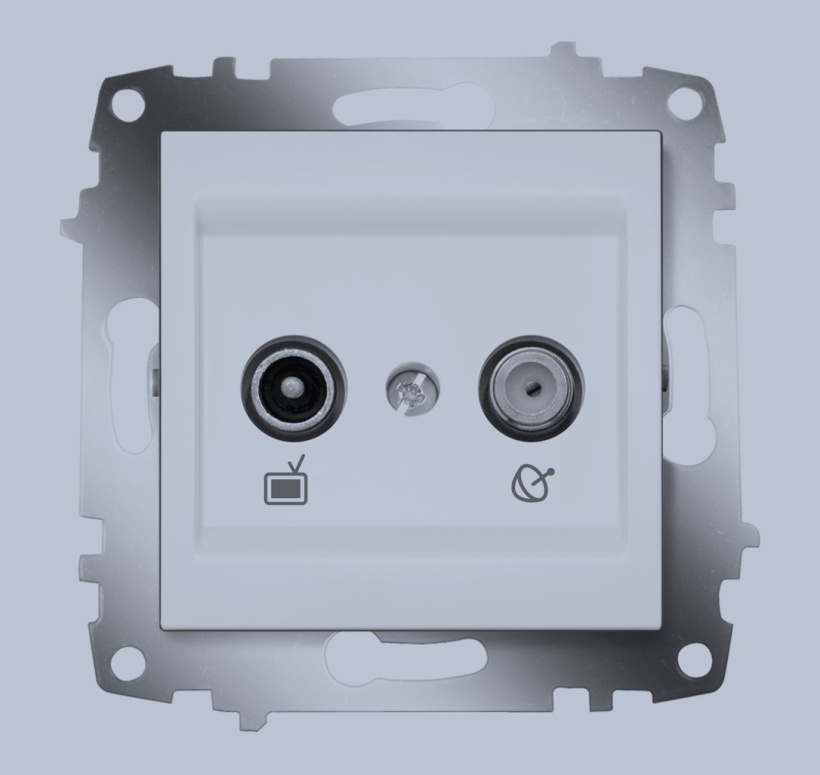 картинка Розетка оконечная TV + Спутник  алюминий(кр упак 12шт) Cosmo от магазина Электротехника