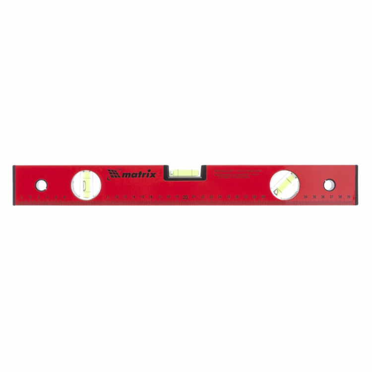 картинка Уровень алюминиевый 400мм 3 глазка, красный, линейка Matrix !!! от магазина Электротехника