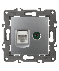 картинка Розетка компьютерная 1-я RJ45+TV  алюминий Elegance Эра от магазина Электротехника