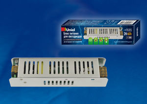 картинка Блок питания для свет. лент  60Вт 24V IP20, с защитой от к/з и перегрузок Uniel от магазина Электротехника