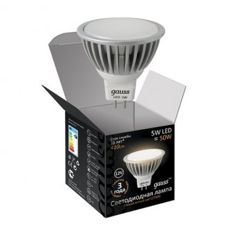 картинка Лампа LED GU5.3  5 Вт (530lm) 4100K 50x60 12В Gauss от магазина Электротехника