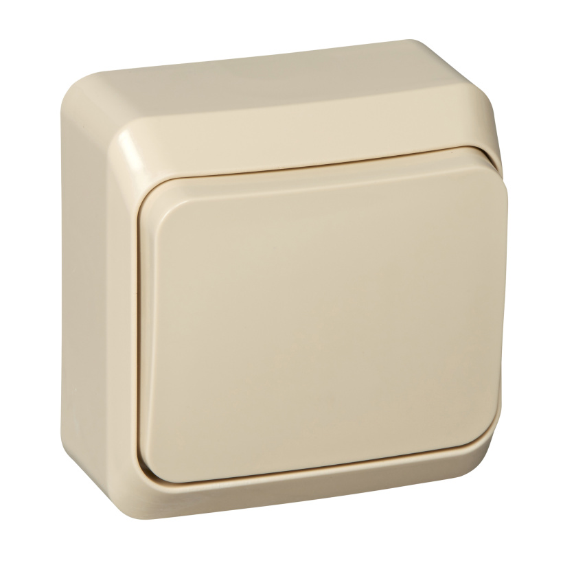 картинка Переключатель 1-кл. 10А ОУ в сборе крем ЭТЮД от магазина Электротехника