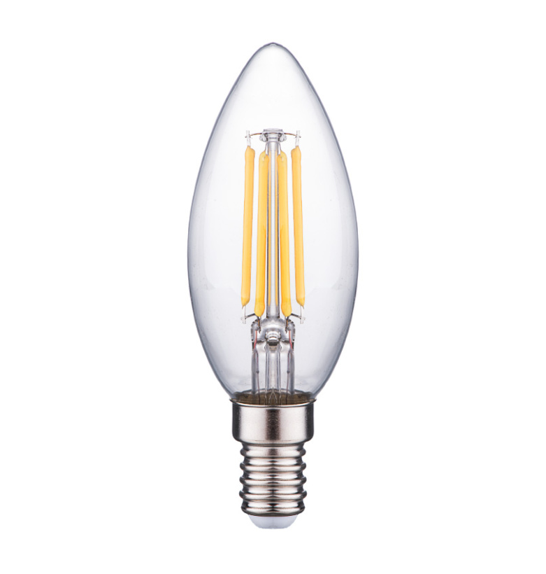 картинка Лампа LED  7 Вт Е14 (600lm) 6500К 170-265В С35 нитевидная прозрачная "свеча" Фарлайт от магазина Электротехника