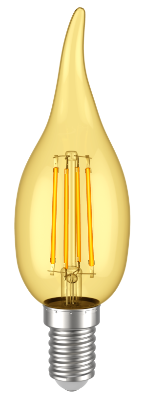 картинка Лампа LED  7Вт Е14 (840lm) 2700К золото "свеча на ветру" 360° ИЭК от магазина Электротехника