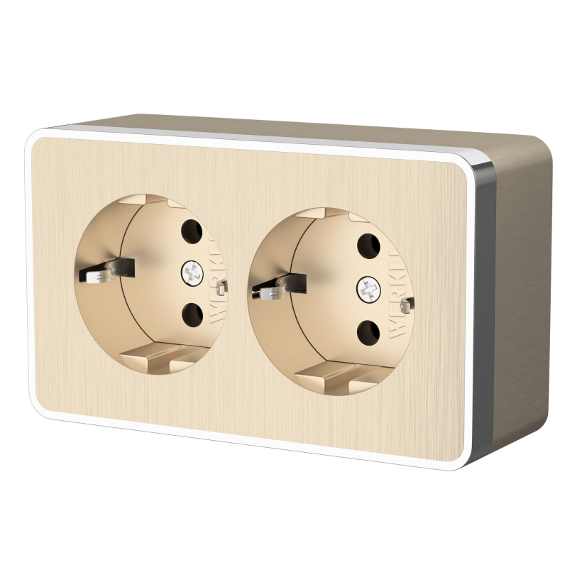 картинка Розетка 2-я. 16А ОУ  с заземлением шампань рифленый Gallant Werkel  от магазина Электротехника