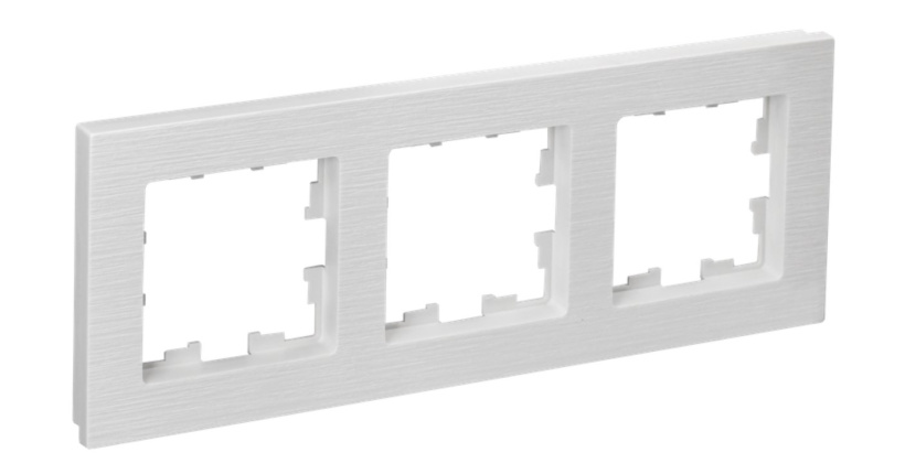 картинка Рамка 3-пост. матовый белый рифленый BRITE от магазина Электротехника
