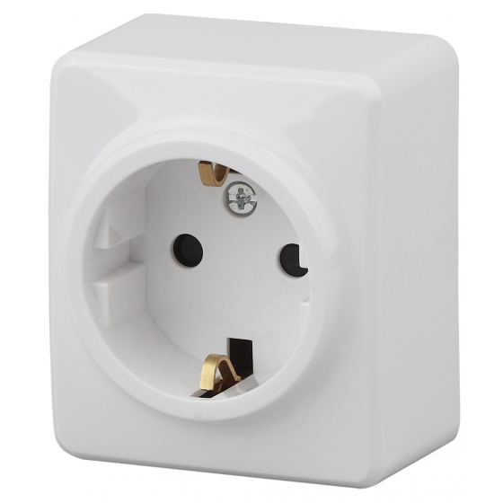 картинка Розетка 2P+E 16А-250В О/У белая, Эксперт ЭРА от магазина Электротехника