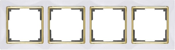 картинка Рамка 4-пост. белая с золотой вставкой Snabb  от магазина Электротехника