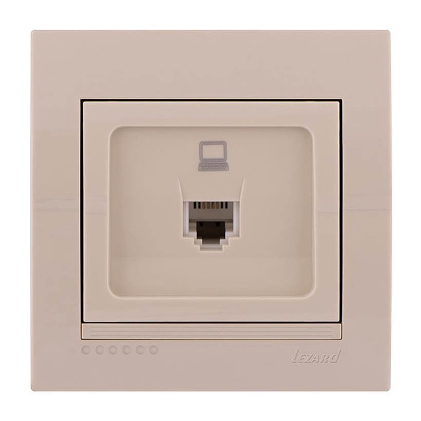картинка Розетка 1-я RJ11 СУ в сборе кремовый Mira Lezard !!! от магазина Электротехника