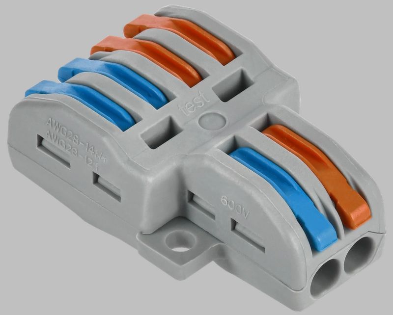 картинка Клемма СМК 222-4124 проходная разветвительная 2/4-конт. 0,08х4,0мм.кв.(уп.4шт) IEK !!! от магазина Электротехника