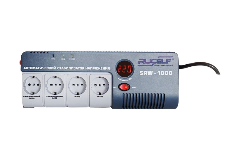 картинка Стабилизатор напряжения 1-фаз. релейный SRW-1000-D RUCELF от магазина Электротехника