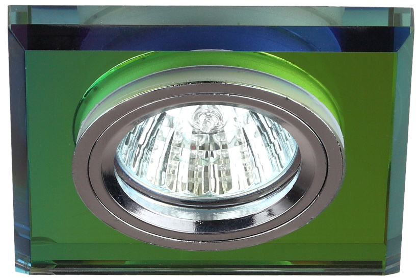 картинка Светильник MR-16 50Вт 12V/220V квадрат, стекло хром/мультиколор ЭРА !!! от магазина Электротехника