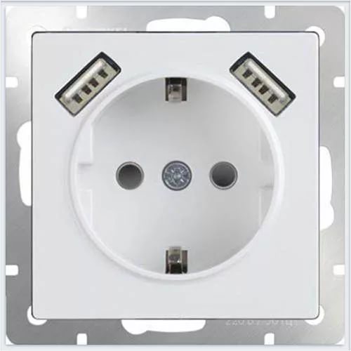 картинка Розетка 1-я 2P+E 16А с USBx2 СУ механизм белый Werkel от магазина Электротехника