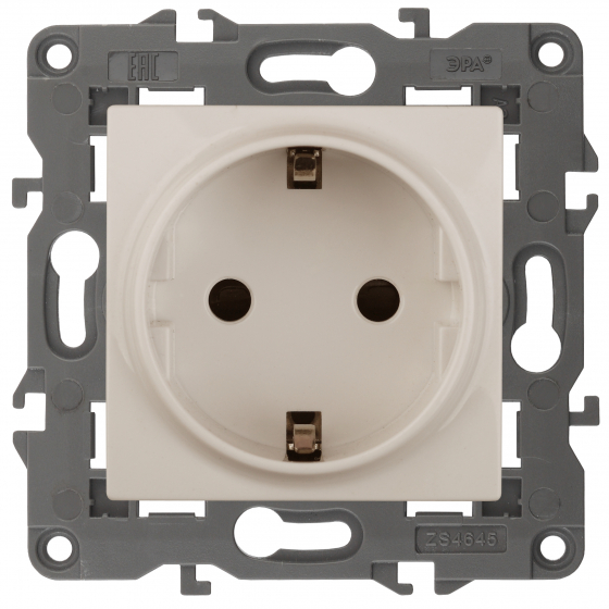 картинка Розетка 1-я 2P+E 16А-250В со шторками авт. клем. сл. кость Elegance Эра от магазина Электротехника