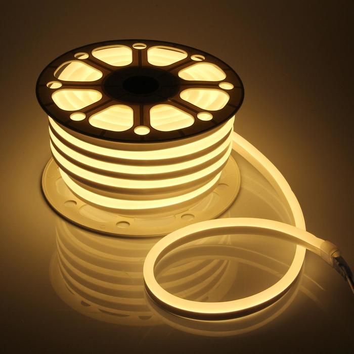 картинка Гибкий Неон LED SMD, ТЕПЛЫЙ БЕЛЫЙ, 120 LED/м, бухта 50м от магазина Электротехника