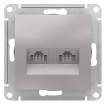 картинка Розетка 2-я RJ45 cat.5e СУ механизм алюминий ATLAS DESIGN от магазина Электротехника