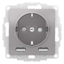 картинка Розетка 1-я 2P+E 16А СУ + 2хUSB 1,2А механизм алюминий ATLAS DESIGN !!! от магазина Электротехника