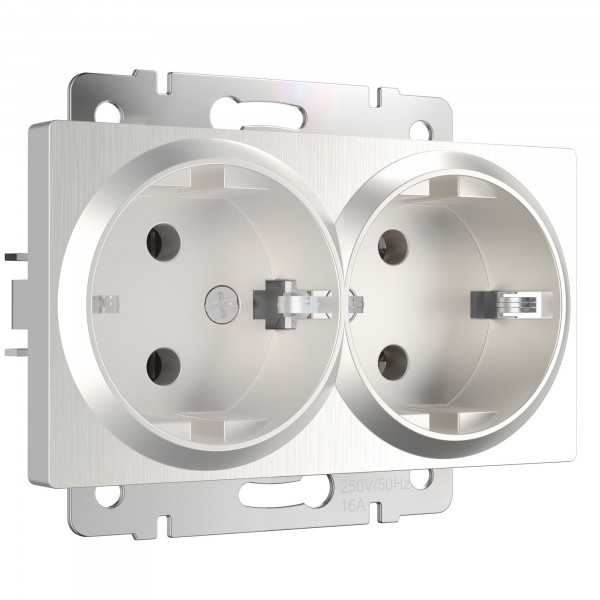 картинка Розетка 2-я 16А СУ с заземлением перламутровый рифленый Werkel  от магазина Электротехника