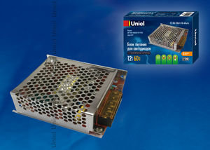картинка Блок питания для свет. лент  60Вт 12V IP20, с защитой от к/з и перегрузок, метал. корпус Uniel от магазина Электротехника