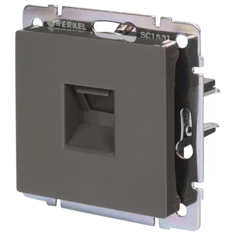 картинка Розетка 2-я. СУ компьютерная RJ-45 серо-коричневая Werkel от магазина Электротехника