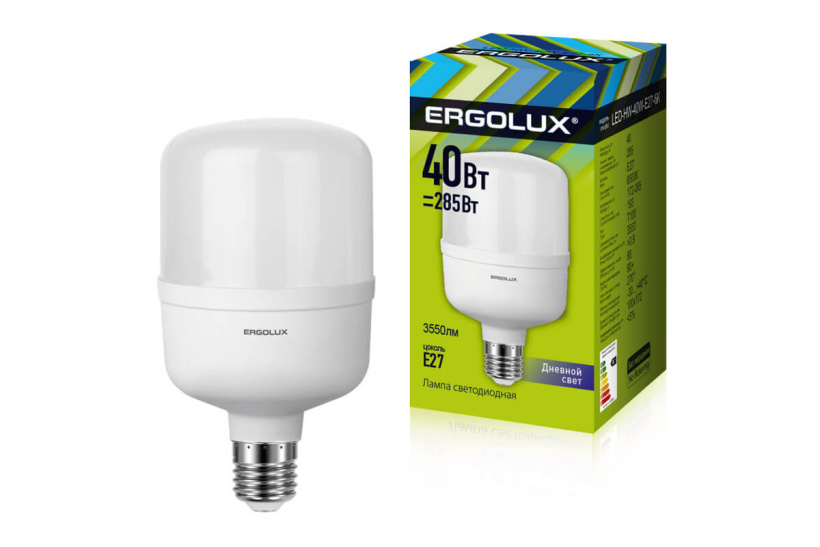 картинка Лампа LED  40Вт E27 (3880lm) 6500K 180-240B Ergolux от магазина Электротехника