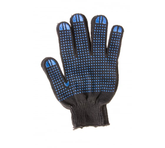 картинка Перчатки трикотаж с ПВХ "точка" 10 класс 5 нитей, черные с логотипом от магазина Электротехника