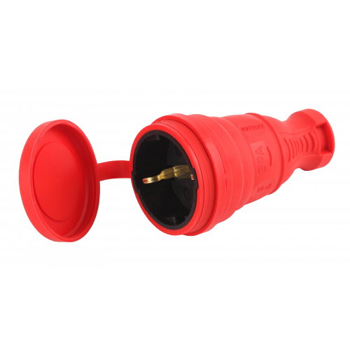 картинка Розетка 2P+Е 16А на кабель IP44 каучук красная R8-RED-IP44 ЭРА от магазина Электротехника